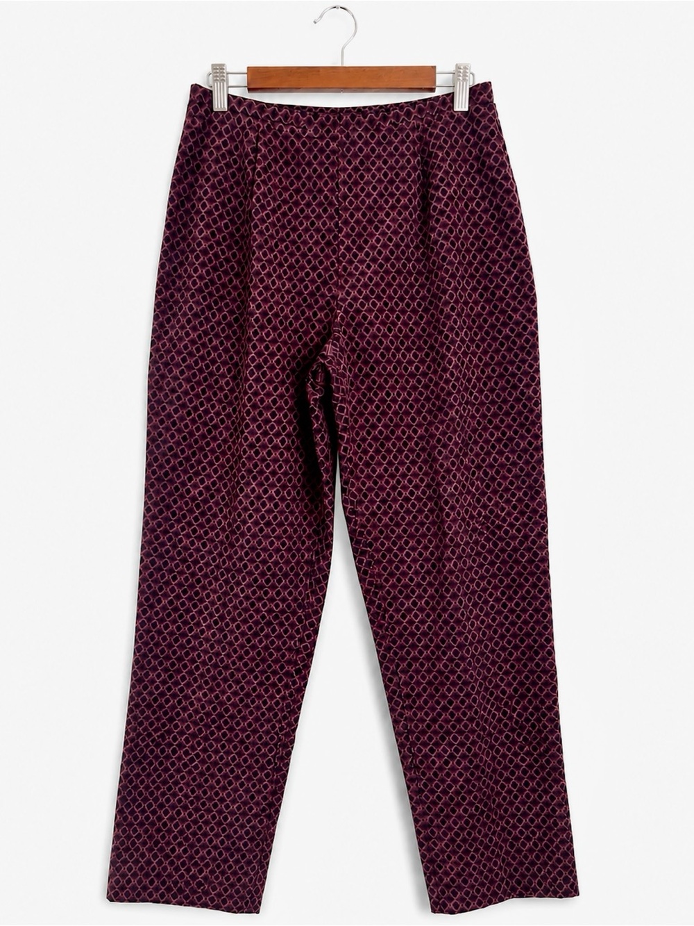 Vintage Harold’s Straight Leg 100% Cotton Velvet Geometric Print Pants Size 10